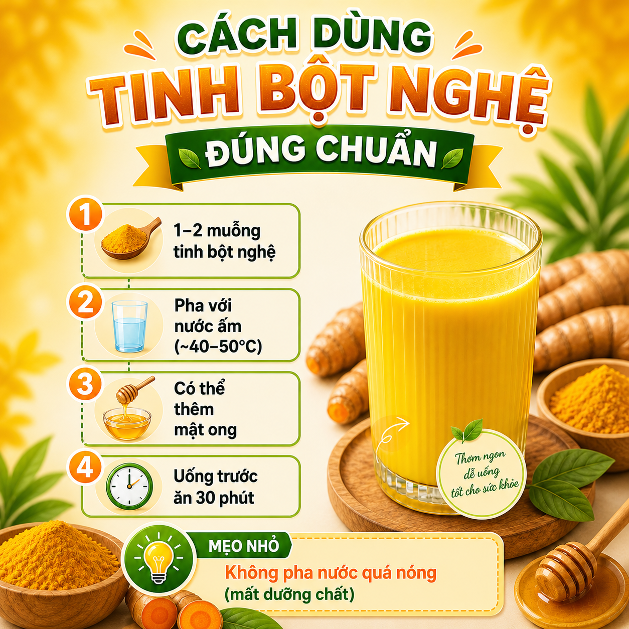Cách dùng tinh bột nghệ vàng đúng chuẩn