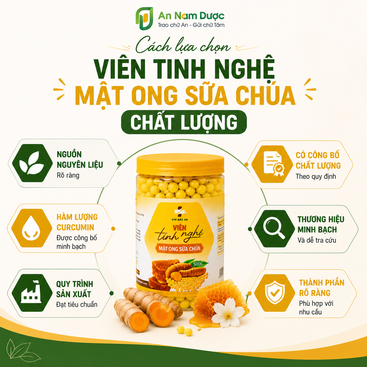 Cách lựa chọn viên tinh nghệ mật ong sữa chúa chất