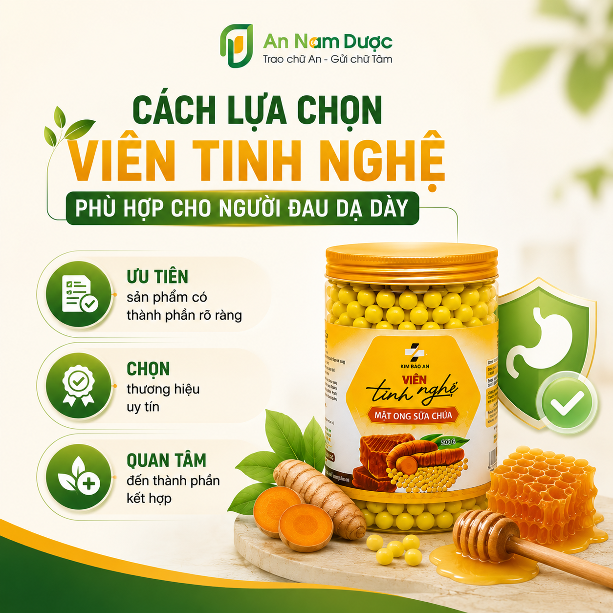 Cách lựa chọn viên tinh nghệ phù hợp cho người đau dạ dày