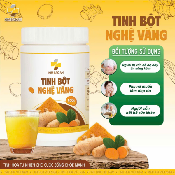 Tinh Bột Nghệ Vàng Hộp 500G Nguyên Chất - Uống Mỗi Ngày, Da Sáng Khỏe Từ Bên Trong