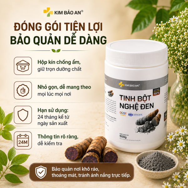 [Hộp 500G] Tinh Bột Nghệ Đen Nguyên Chất - Nhẹ Bụng, Khỏe Người, Ăn Uống Dễ Chịu Hơn Mỗi Ngày