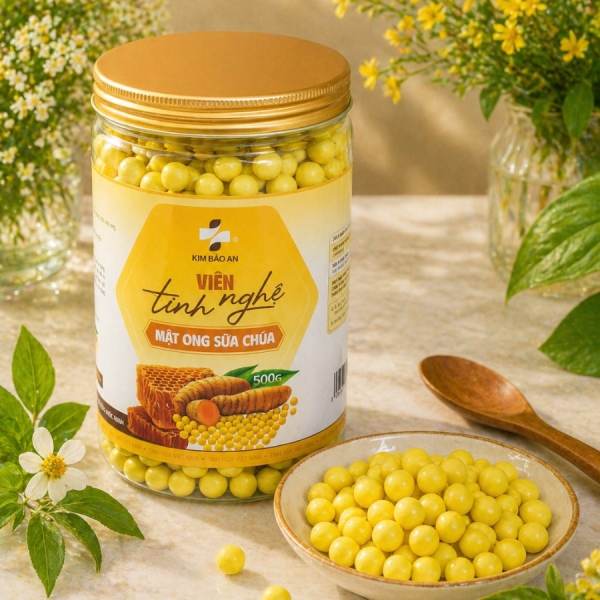 [Hộp 500G] Viên Tinh Nghệ Mật Ong Sữa Chúa - Hỗ Trợ Tiêu Hóa Và Làm Đẹp Da