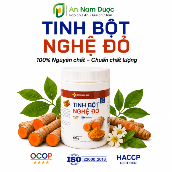 Tinh Bột Nghệ Đỏ Hộp 500G - 100% Nguyên Chất Tự Nhiên - Hỗ Trợ Tiêu Hóa, Bồi Bổ Sức Khỏe